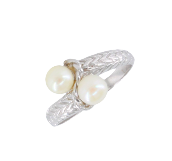 Anel Pérolas Ouro Branco 19.2Kt