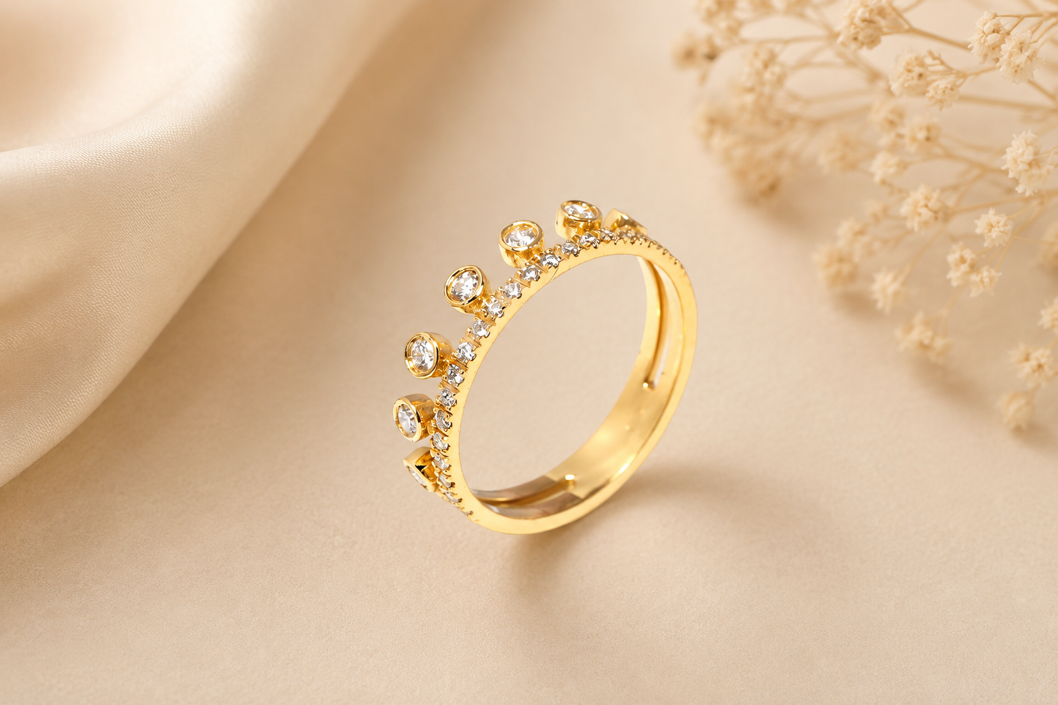 Anel Diamantes Ouro 19.2kt