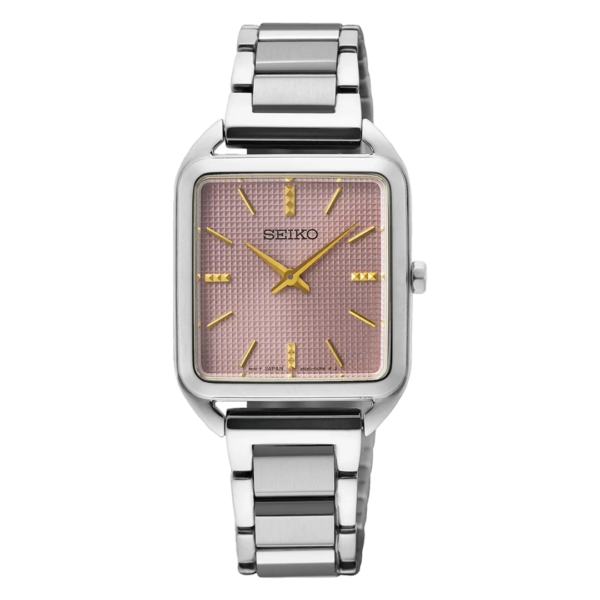 Relógio Mostrador Quadrado Rosa Seiko