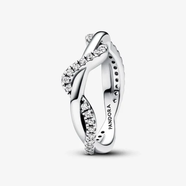 Anel Sparkling Intertwined Wave Pandora