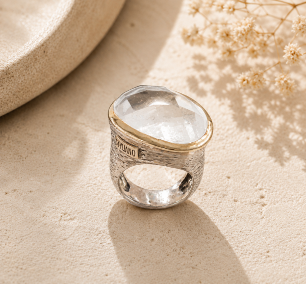Silver and Gold Crystal Ring