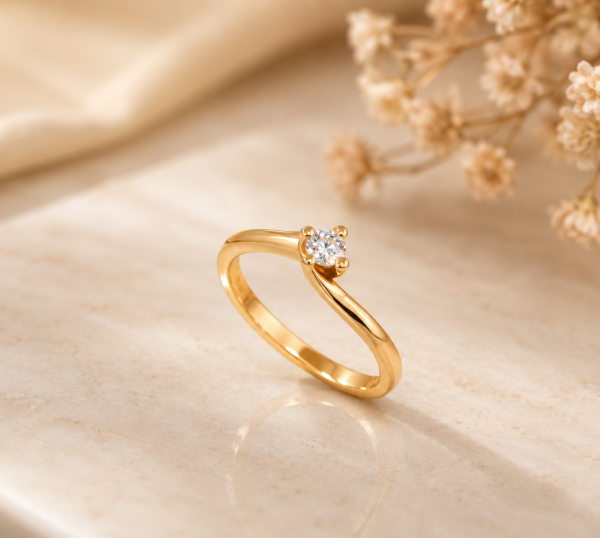 Anel Solitário Diamante Ouro 19,2Kt