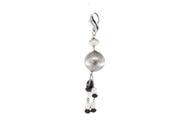 Silver Ball and Pearls Keychain