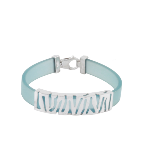 Pulseira Cautchu Azul Prata