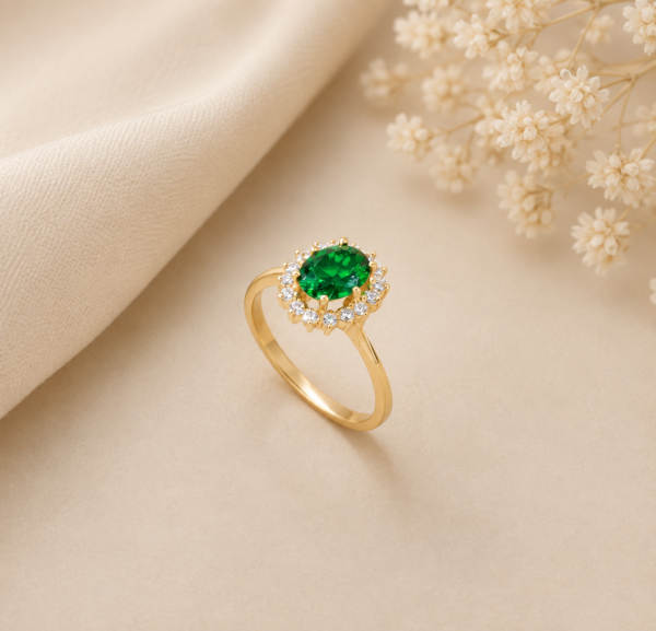 Anel Lady Di Verde Ouro 19,2kt