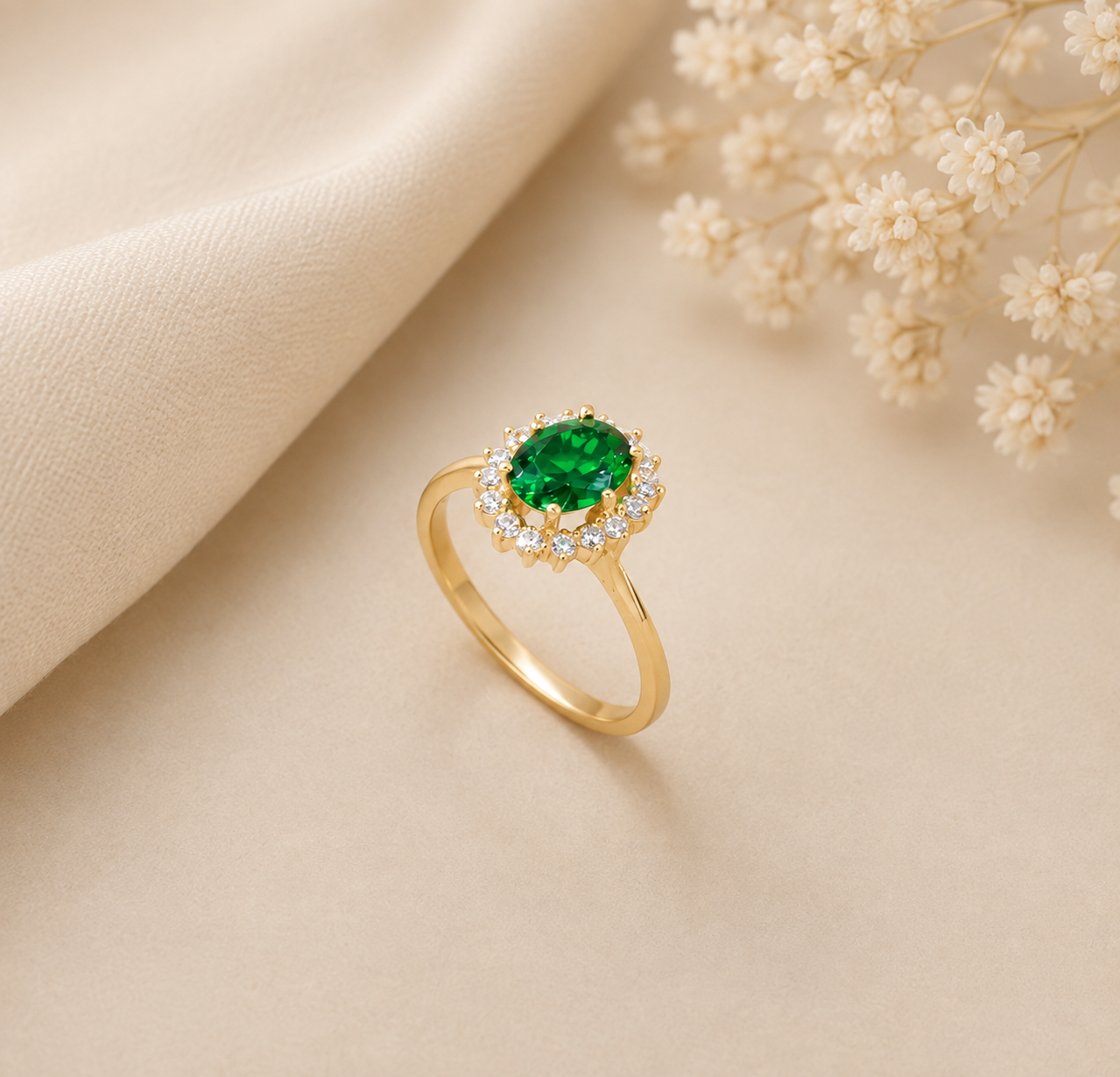 Anel Lady Di Verde Ouro 19,2kt