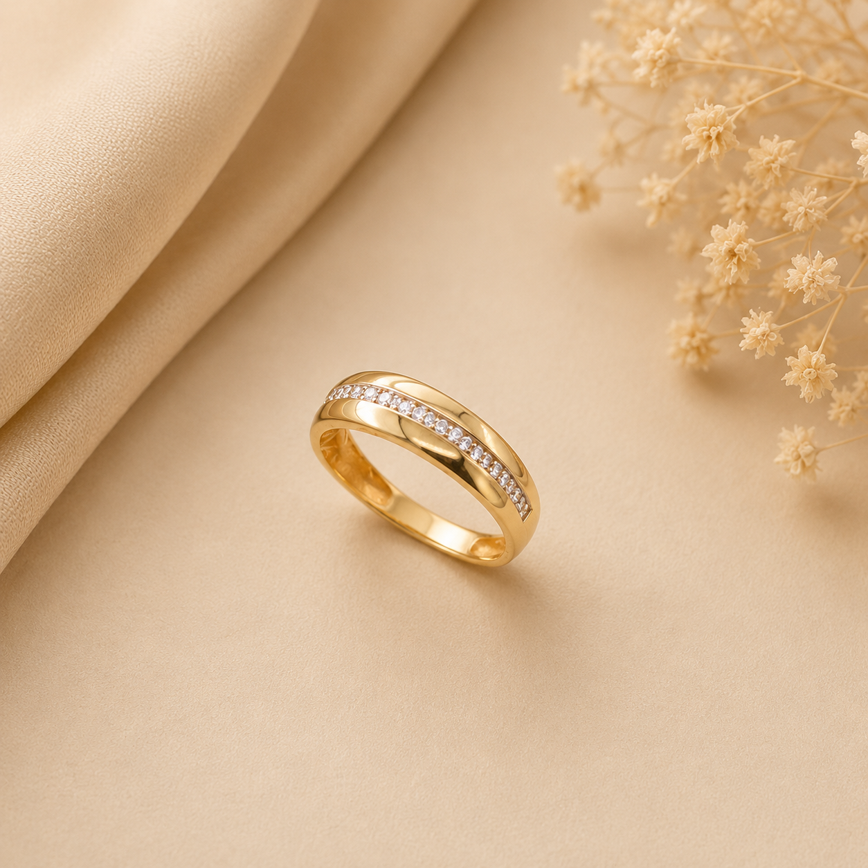 Anel Zircónias Ouro 19,2Kt 7