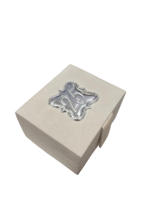 Caixa Para Alianças 25 Anos Pvd Prateado