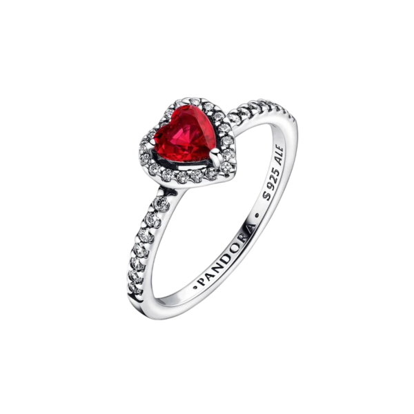 Sparkling Red Elevated Heart Pandora Ring