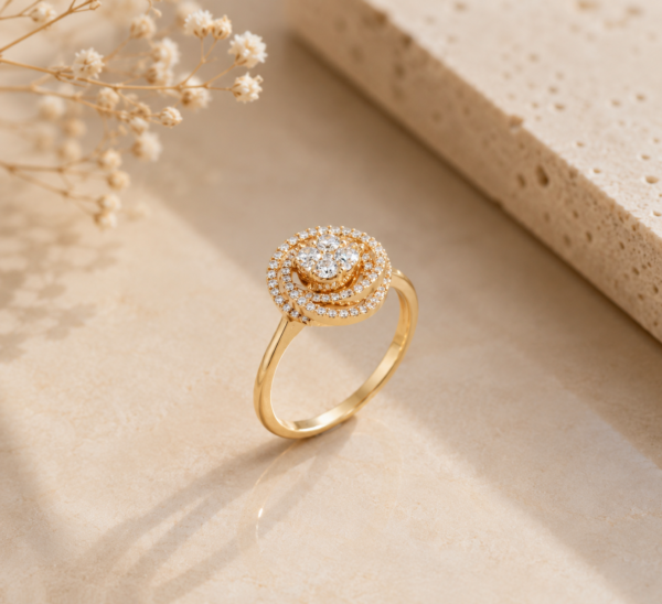 19.2Kt Gold Diamond Center Ring