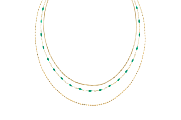 Eugénio Campos Silver Green Trio Necklace