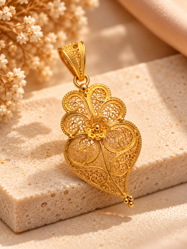 Coração Viana Filigrana Ouro 19.2Kt