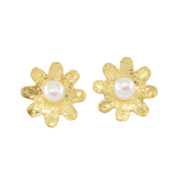 Pearl Flower Earrings Silver-Gold