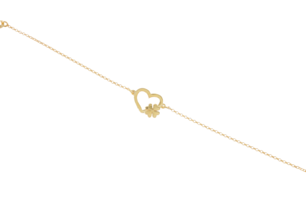 Bracelet with Heart and Clover in Golden Silver