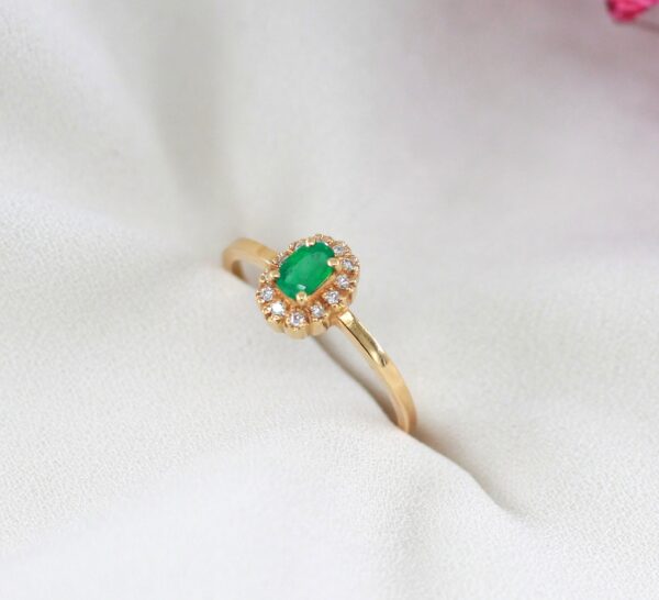 Anel Esmeralda Diamantes Ouro 19,2Kt