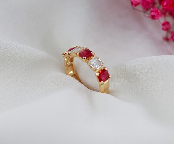 Anel Diamantes e Rubis Ouro 19,2Kt