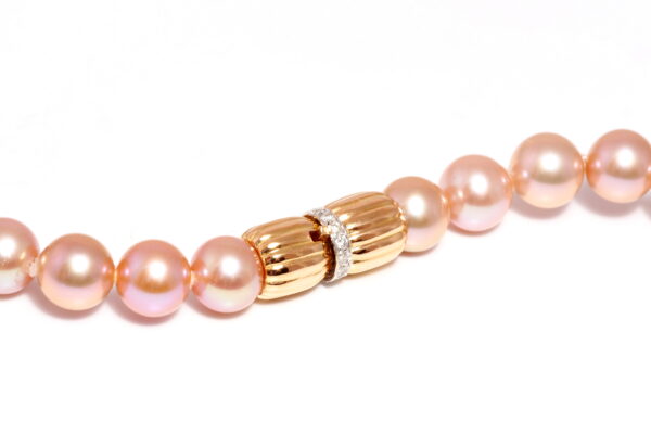 Pearl Necklace with Diamonds 19.2Kt Gold