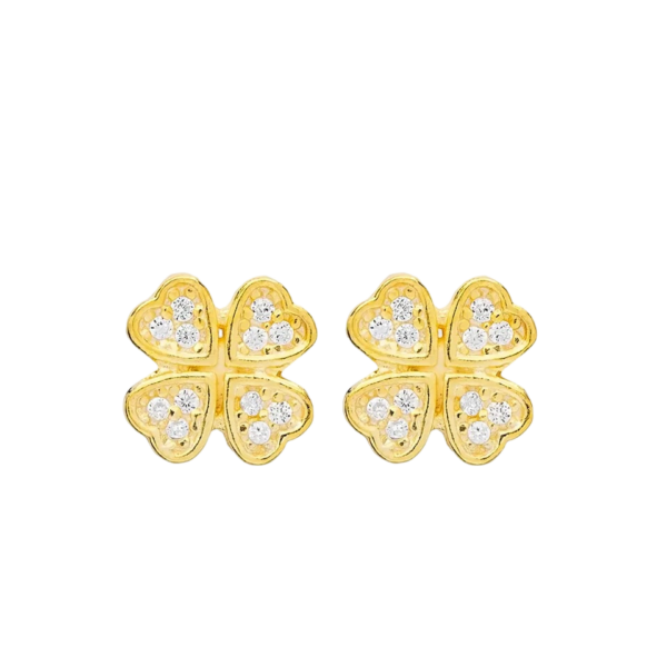 Gold Silver Clover Earrings