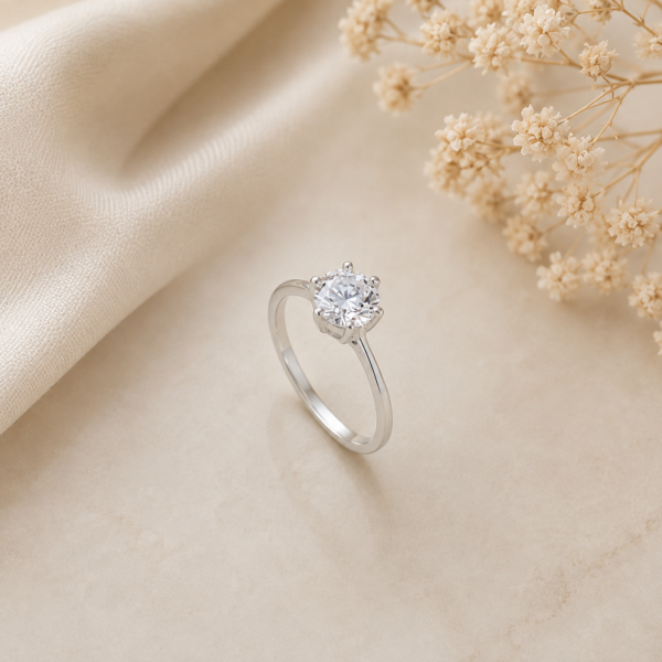 Anel Solitário Ouro Branco 19,2Kt