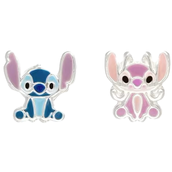 Brincos Stitch & Angel Prata Disney