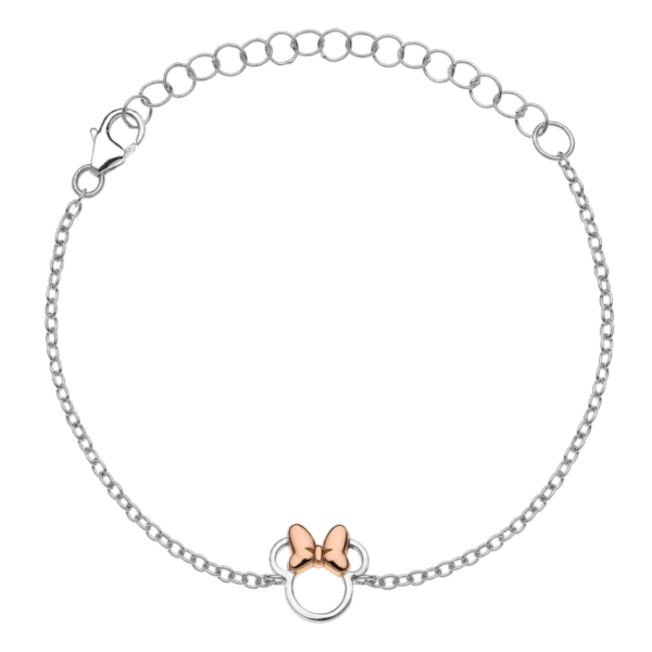 Pulseira Minnie Laço Rose Prata Disney