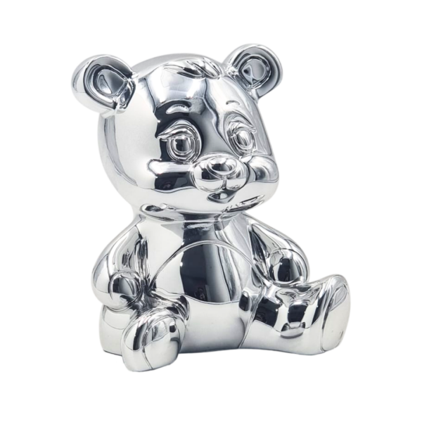 Mealheiro Urso Resina Prateada