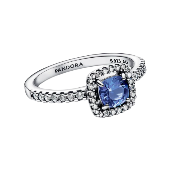 Pandora Blue Square Halo Ring