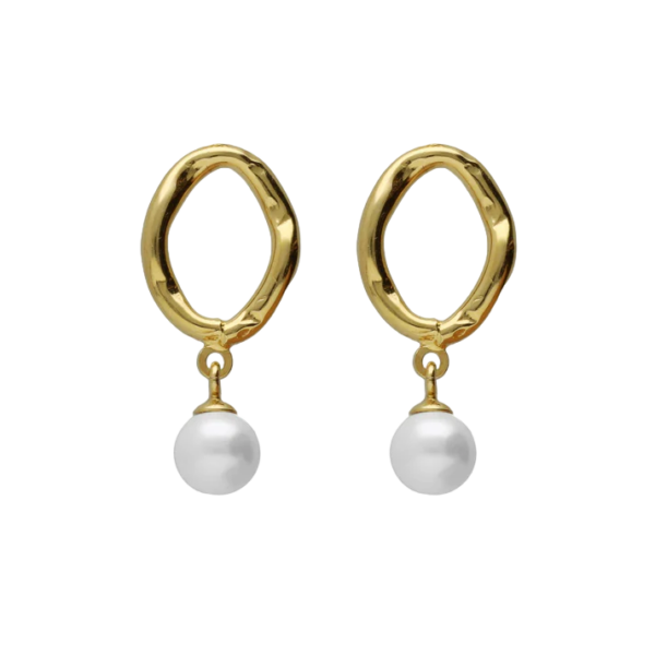 Victória Cruz Silver Hoop + Pearl Earrings