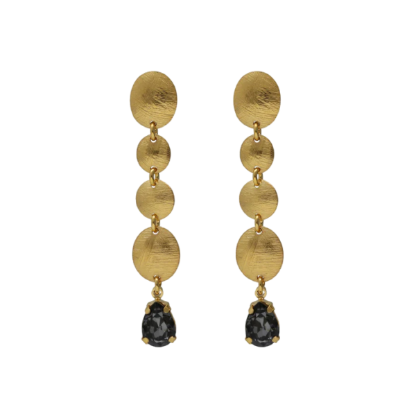 Victória Cruz Silver Black Crystal Earrings