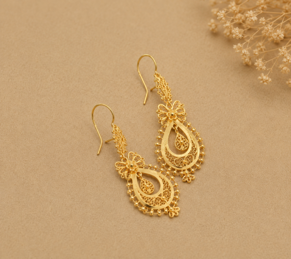 Filigree Lace Earrings 19.2Kt Gold