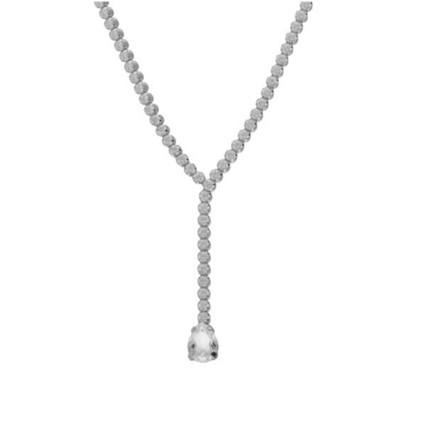 Colar Lagrima Cristais Prata Victória Cruz