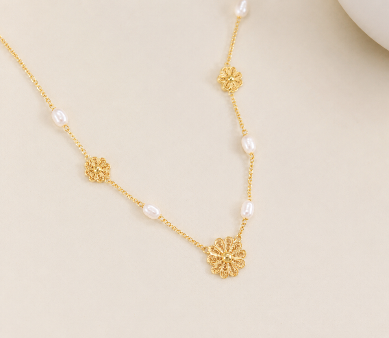 Colar Flores Filigrana Ouro 19,2Kt