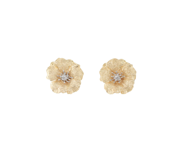 Silver Bicolor Flower Earrings