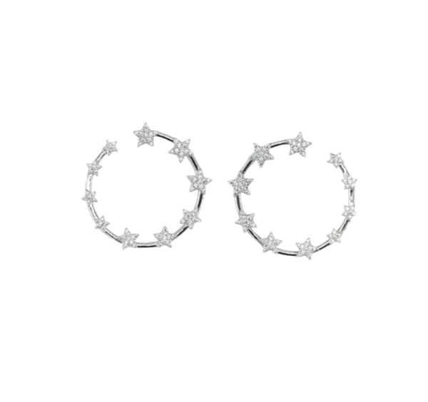 Silver Star Hoop Earrings