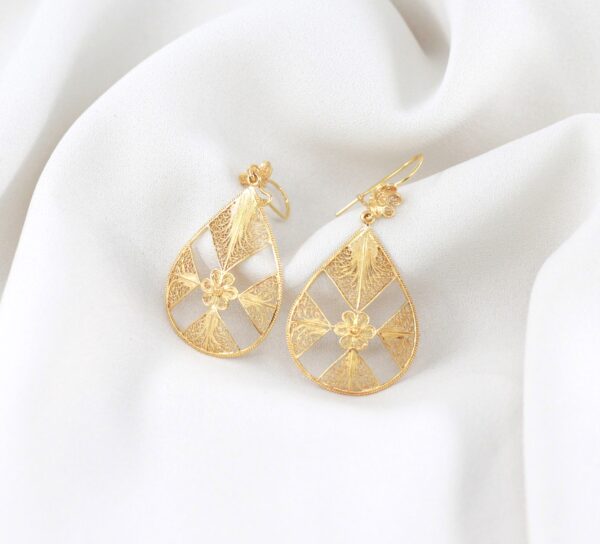 Filigree Flower Earrings 19.2Kt Gold