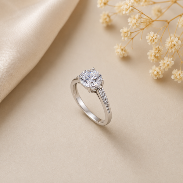 Anel Solitário Ouro Branco 19,2kt