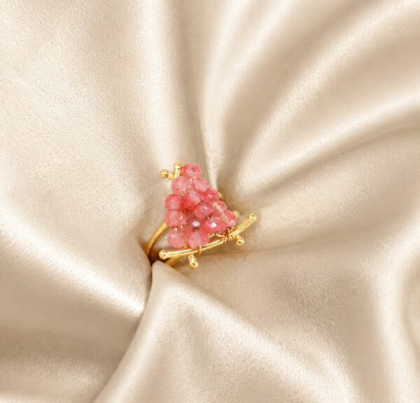 Anel Pedras Rosa Ouro 19,2kt