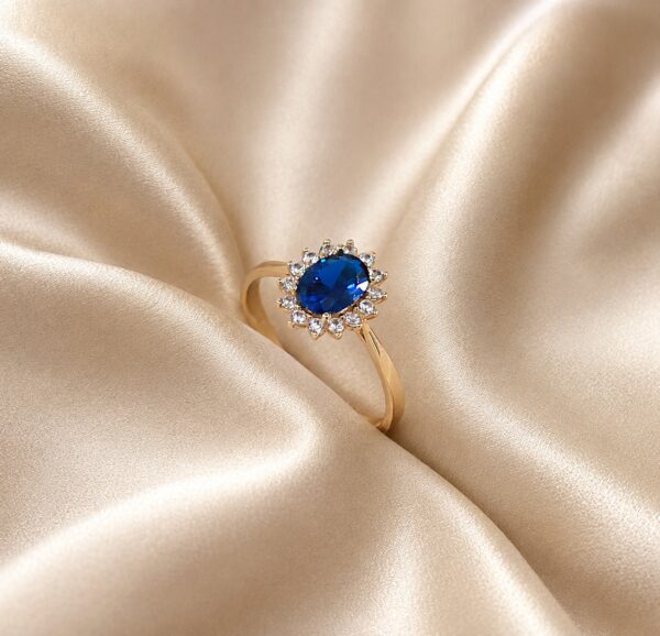 Anel  Lady Di Azul Ouro 19,2Kt
