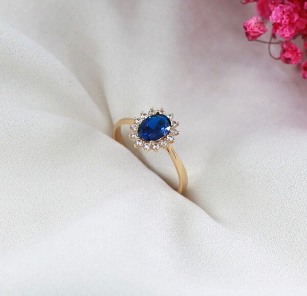 Anel  Lady Di Azul Ouro 19,2Kt