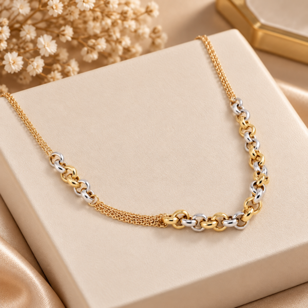 Colar Elos Ouro Bicolor19,2Kt
