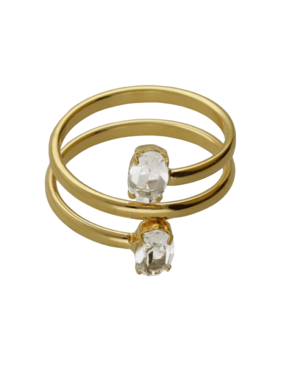 Anel Espiral Cristal Prata Victória Cruz