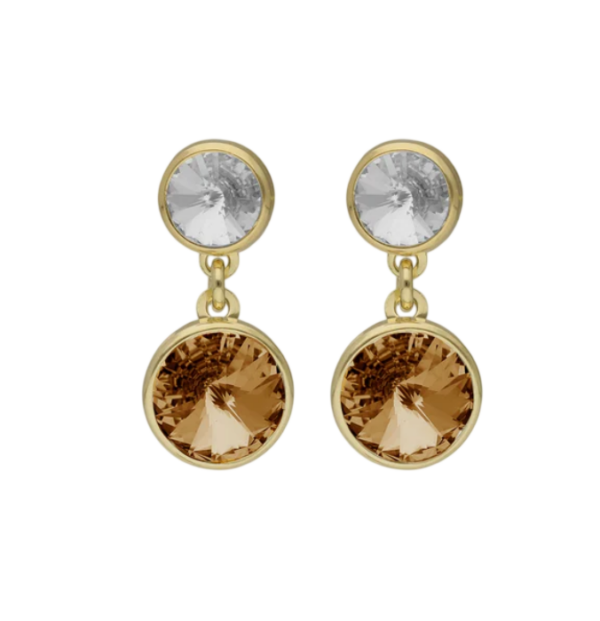 Brincos Dois Cristais Prata Victória Cruz