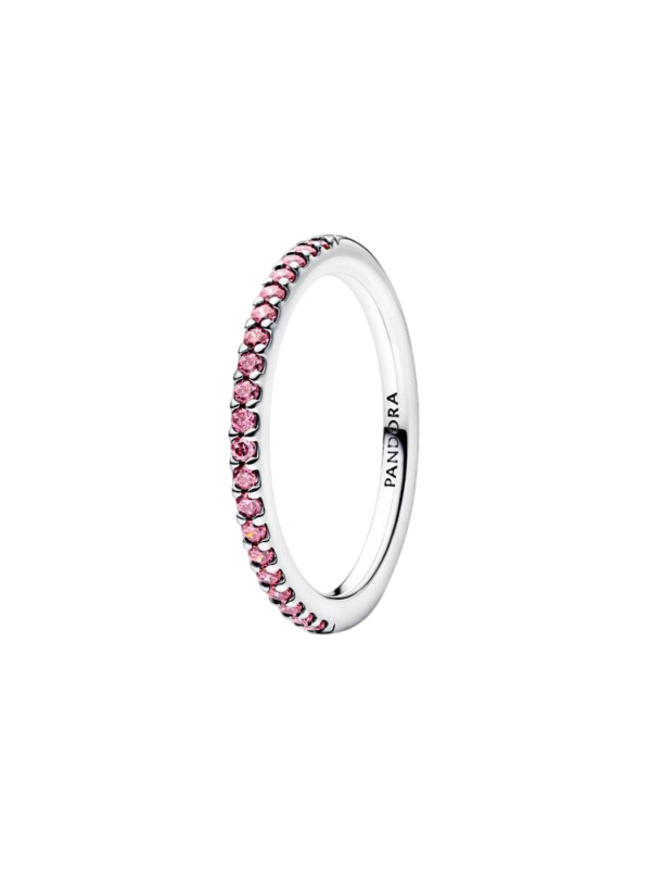 Anel Aro Rosa Brilhante Prata Pandora