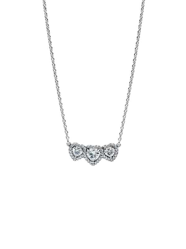 Colar Trilogia Coração Prata Pandora