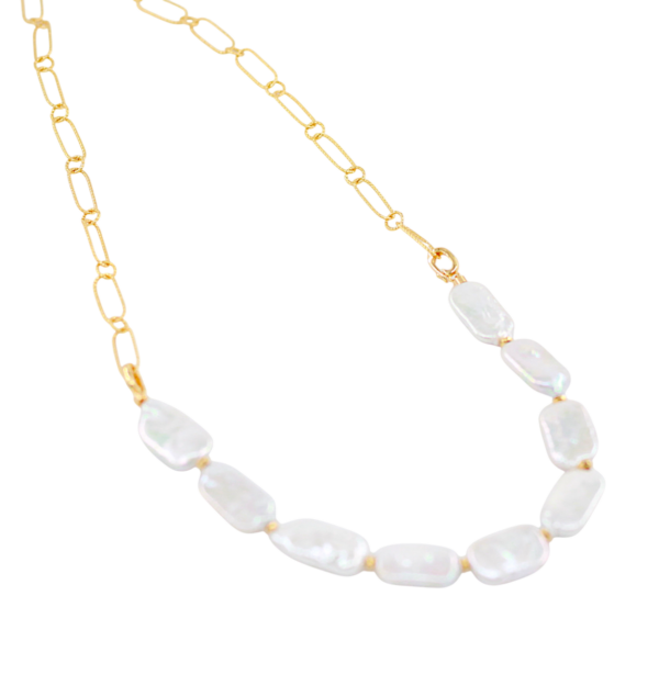 Colar Pérolas Cadeado Prata