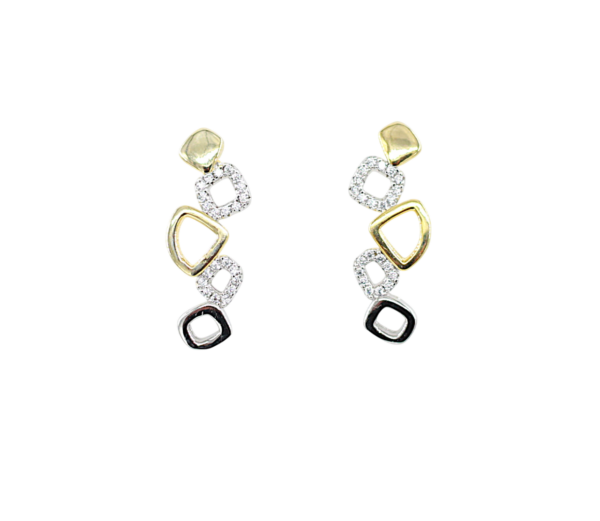 Brincos Pendentes Bicolor Prata