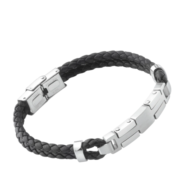 Pulseira Couro Aço Hassu