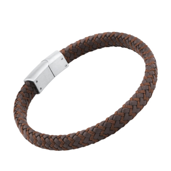 Pulseira Couro Castanho Aço Hassu