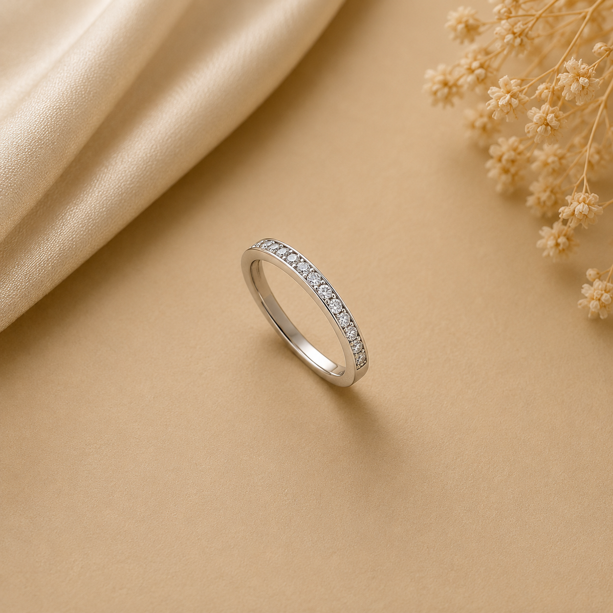 Anel Memorias Ouro Branco 9kt