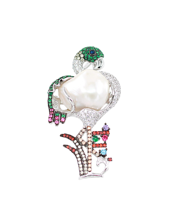 Alfinete Flamingo Prata
